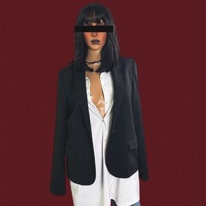 Gray and black pinstripe minimalist blazer women’s size large